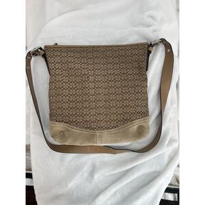 COACH Crossbody Bag Shoulder Bag Cream Beige Brown Camel Leather
